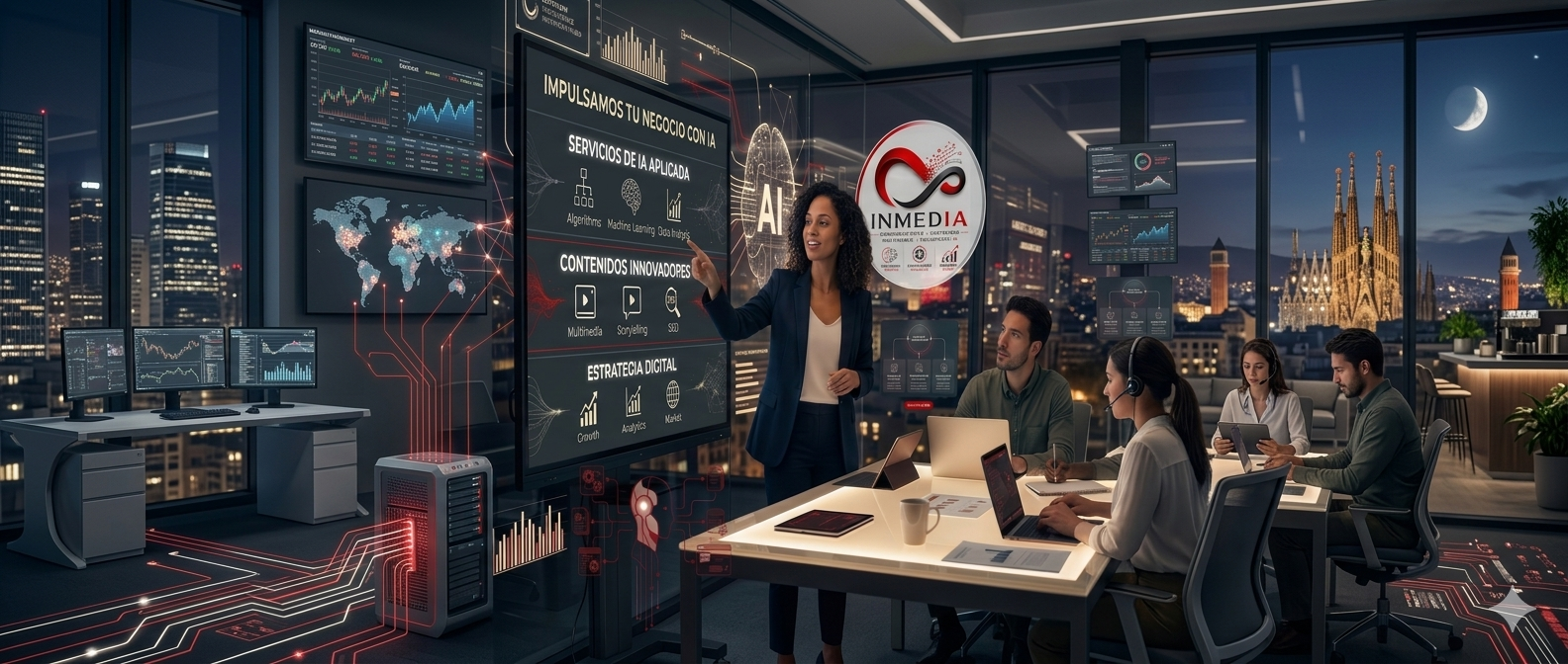 Equipo inmedIA presentando soluciones de IA, contenido y estrategia digital